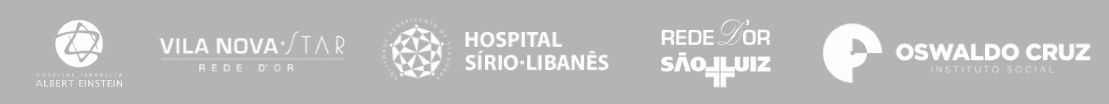 Hospitais parceiros: Albert Einstein, Vila Nova Star, Sírio-Libanês, Rede D’Or São Luiz e Oswaldo Cruz